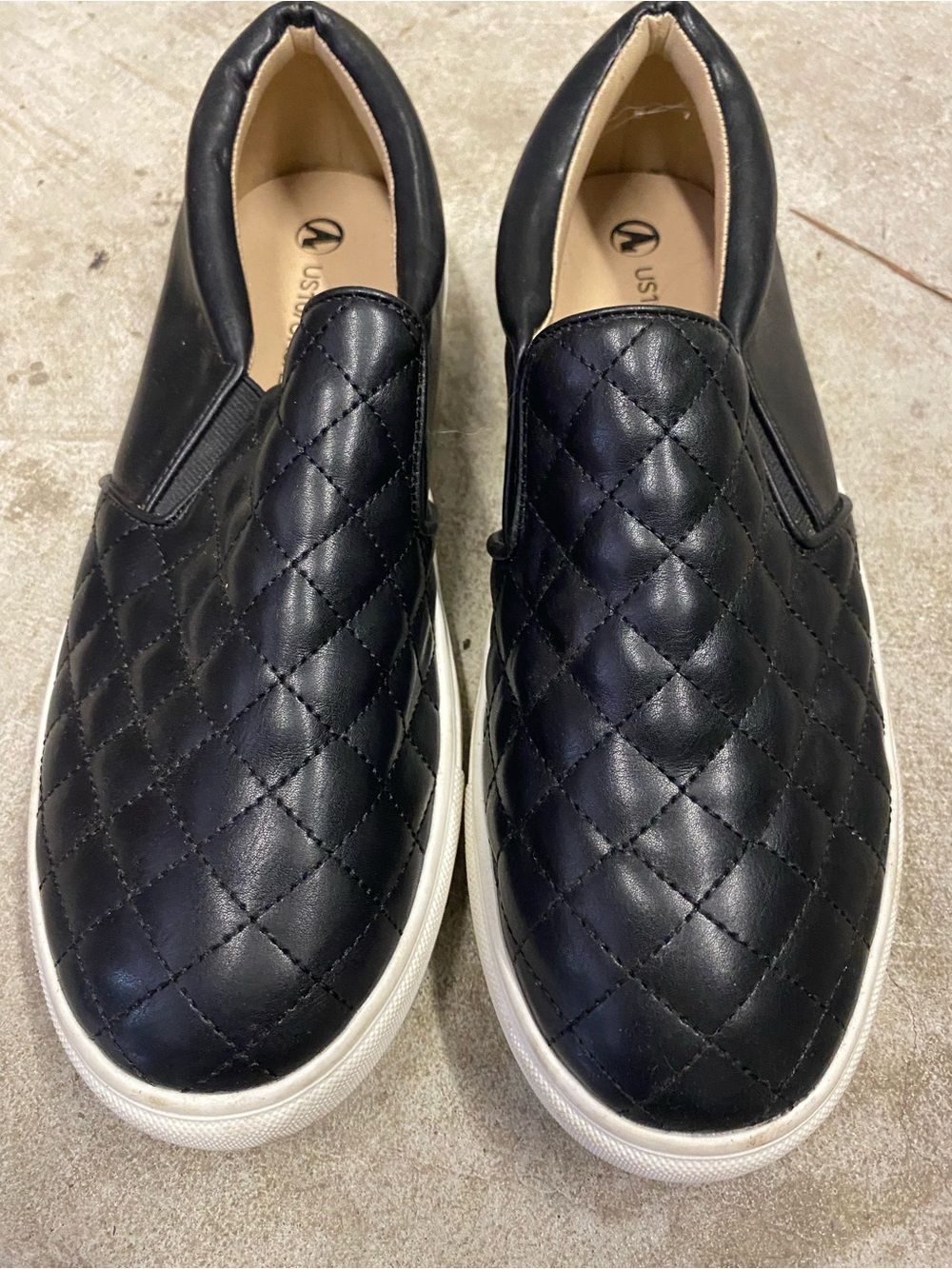 Black Quilted Slip-On Sneakers for Women size 10